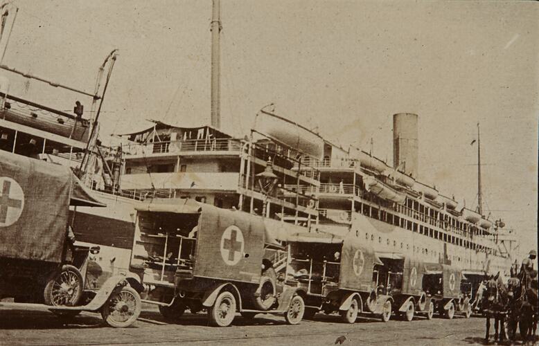 Motor Ambulances & Troop Carrier Asturias, Alexandria, Egypt, circa 1915