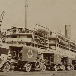 Photograph - Motor Ambulances & Troop Carrier Asturias, Alexandria, Egypt, circa 1915