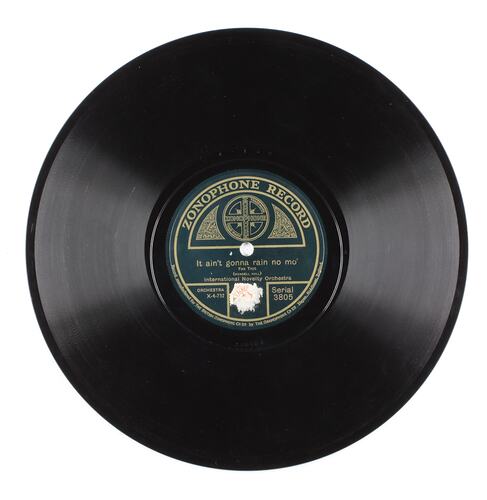 Disc Recording - Zonophone, Double-Sided, "It Ain't Gonna Rain No Mo' " & "Hayseed Rag", circa 1921