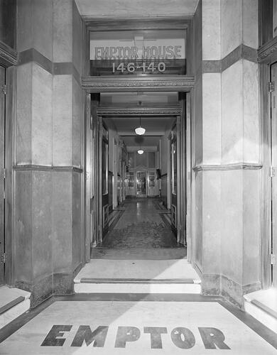 Front Door & Corridor of Emptor House, Collins St, Melbourne, 07 Oct 1959