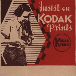 Folder featuring illustration of woman with box camera.