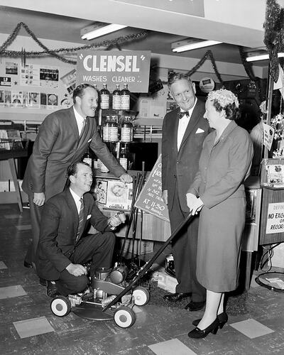 Clensel Products, Woman with a Lawn Mower, Northcote, Victoria, 10 Dec 1959