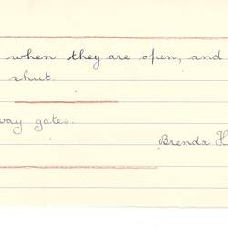 Document - Brenda Hope, Addressed to Dorothy Howard, Transcription of a Riddle, 1954-1955