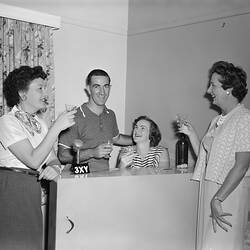 Negative - 3XY Melbourne Radio Station, Group Sitting Around a Bar, Ringwood, Victoria, 11 Feb 1960