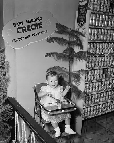 H.J. Heinz Co, Baby in a High Chair at an Exhibition, Melbourne, 23 Feb 1960