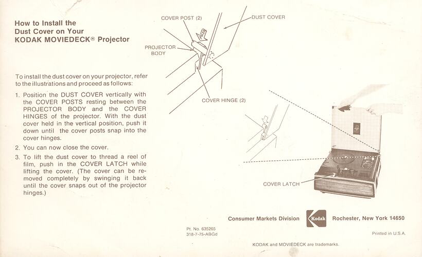 Brown text and photographic diagram on white card.