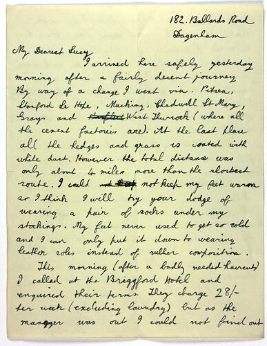Letter & Envelope - Stanley Hathaway, Dagenham, London To Lucy Simmons, Thundersey, Essex, 11 Jun 1938