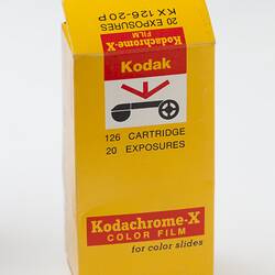 Box - Kodak Australasia Pty Ltd, Kodachrome-X Color Film, 126 film cartridge, 20 exposures, 1963-1974