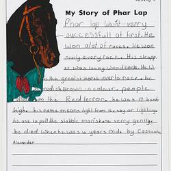 Letter - My Story of Phar Lap, Cassandra Alexander, 1999