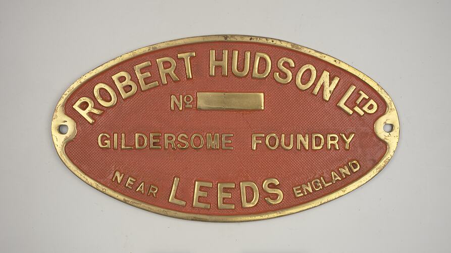 Locomotive Builders Plate - Robert Hudson & Co.
