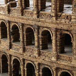 Model of Colosseum made of cork. Detail of external wall.