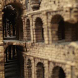 Model of Colosseum made of cork. Detail of external wall.