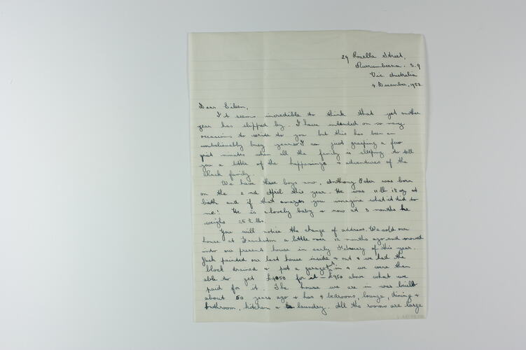 Letter - From Margaret, Murrumbeena, Victoria to Eileen Leech, Middlesex, England, 4 Dec 1958