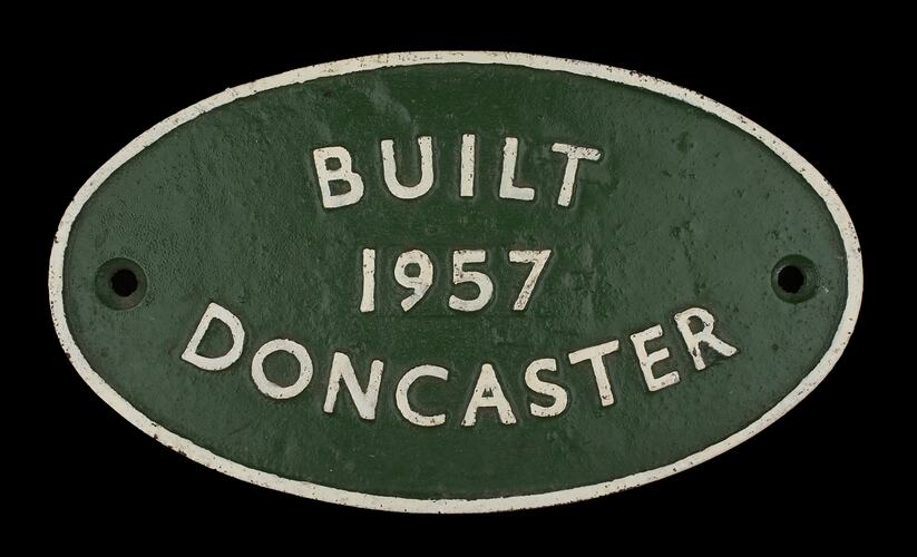 Locomotive Builders Plate - British Railways, Doncaster Works, England, 1957