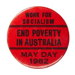Badge - May Day, End Poverty, Australia, 1982