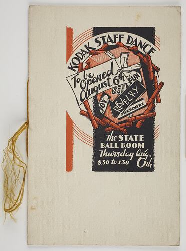 Programme - Kodak Australasia Pty Ltd, 'Kodak Staff Dance', 06 Aug circa 1920's, Front Cover