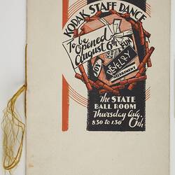 Programme - Kodak Australasia Pty Ltd, 'Kodak Staff Dance', 06 Aug circa 1920's, Front Cover