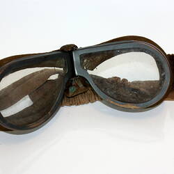Pair of goggles, front view.