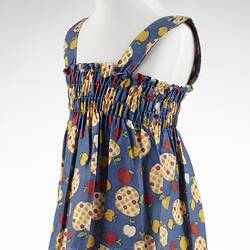 Dress - Child's, 'Richall Junior', Apple Pattern, Blue Cotton, circa 1960-1969
