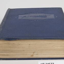 Blue book, base view of pages.