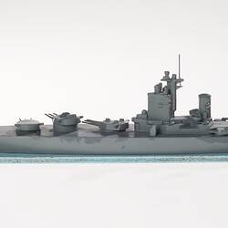 Grey ship model. Left profile.