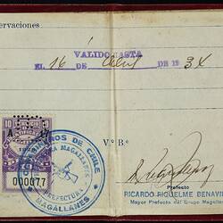 Passport, Punta Arenas, Magallanes, Tierra Del Fuego, Chile, Apr 1929