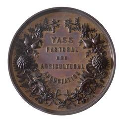 Medal - Yass Pastoral & Agricultural Association Prize, New South Wales, Australia, circa 1870