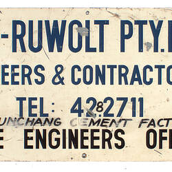 Sign - Vickers-Ruwolt Pty. Ltd. Melb.