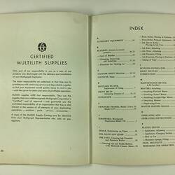 Printed text index page.