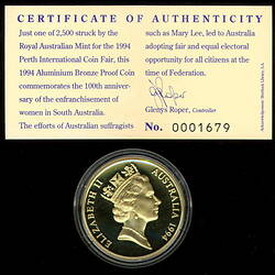 Australia, 5 Dollars, Enfranchisement of Women, South Australia 1894, Reverse