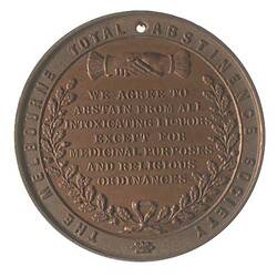 Medal - Melbourne Total Abstinence Society, Victoria, Australia, circa 1890