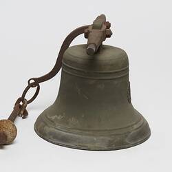 Metal bell, with a metal ringer for striking the bell.