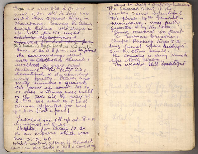 Diary - Nurse Taffy Evans, World War I, 1917-1919
