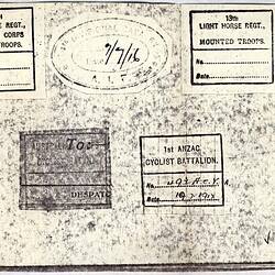 Photocopied document, 1st Anzac Cyclist Battalion, 19/7/1917.