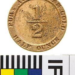 Coin Replica - 1/2 Ounce, Gilt Cast, Kangaroo Office, Melbourne, Victoria, Australia, 1853