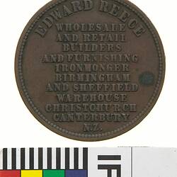 Token - 1 Penny, Edward Reece, Christchurch, New Zealand, circa 1860