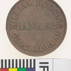 Token - 1 Penny, William Hodgins, Banker, Cloghjordan, Ireland, 1858