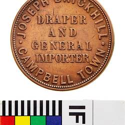 Token - 1 Penny, Joseph Brickhill, Draper & General Importer, Campbell Town, Tasmania, Australia, 1856