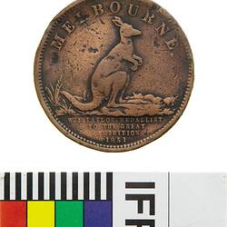 Token - Halfpenny, Stock, Kangaroo Office, Melbourne, Victoria, Australia, 1854