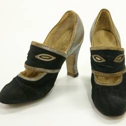 Shoes - Paragon, Court, Black & Silver, 1930s