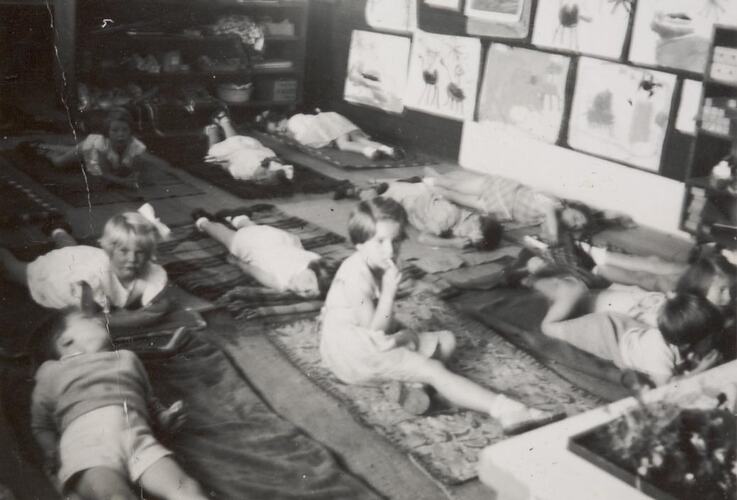 Digital Photograph - Afternoon Nap Time at Kindergarten, Deepdene Tennis Club, 1954