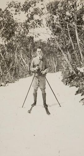 Digital Photograph - Boy Snow Skiing, Mount Buffalo, 1927