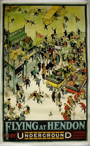 Poster - 'Flying at Hendon Go By Underground', Johnson Riddle & Company, London, 1914
