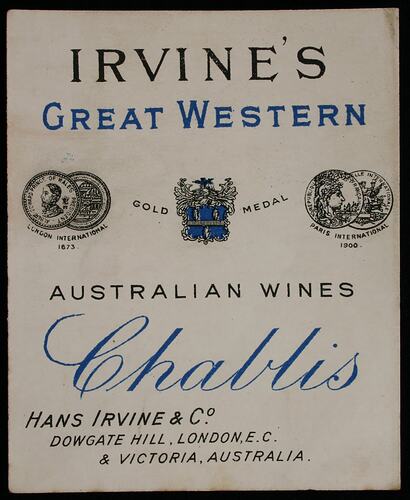 Wine Label - Great Western Winery, Chablis, 1905-1918