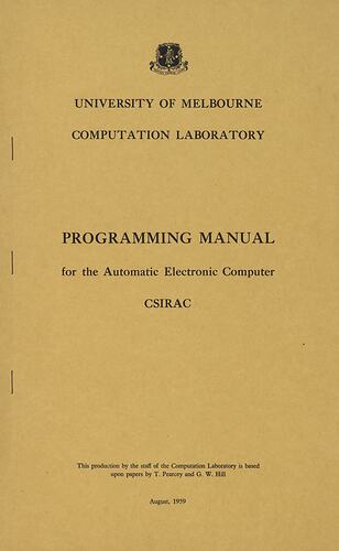Front light brown cover of a computer programming manual. Black printed text.