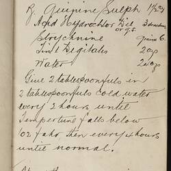 Handwritten recipe for a tonic for horses.