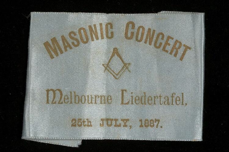 Ribbon, Masonic Concert, Melbourne Liedertafel, 1887