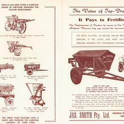 Descriptive Leaflet - Fertilizer Spreaders, Jas. Smith Pty Ltd, circa 1950
