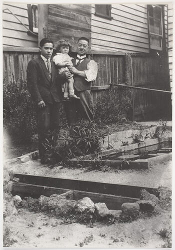 Digital Image - Three Hasegawa Family Members in their Backyard, Geelong, Circa 1930
