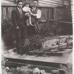 Digital Photograph - Hasegawa Family in their Backyard, Geelong, circa 1935